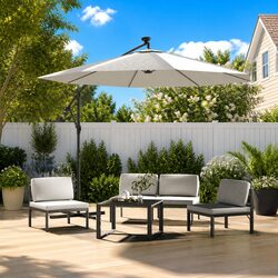 Replacement Fabric Cantilever Umbrella Cover Sand 350cm Outdoor Parasol Shade UV