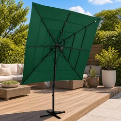 4-Tier Garden Parasol Outdoor Sunshade Patio Umbrella Crank Tilt Green 250x250cm