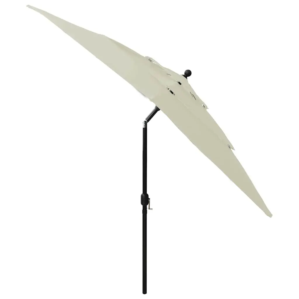 3-Tier Garden Parasol UV Protective Foldable Beige Polyester 2.5 x 2.5 m