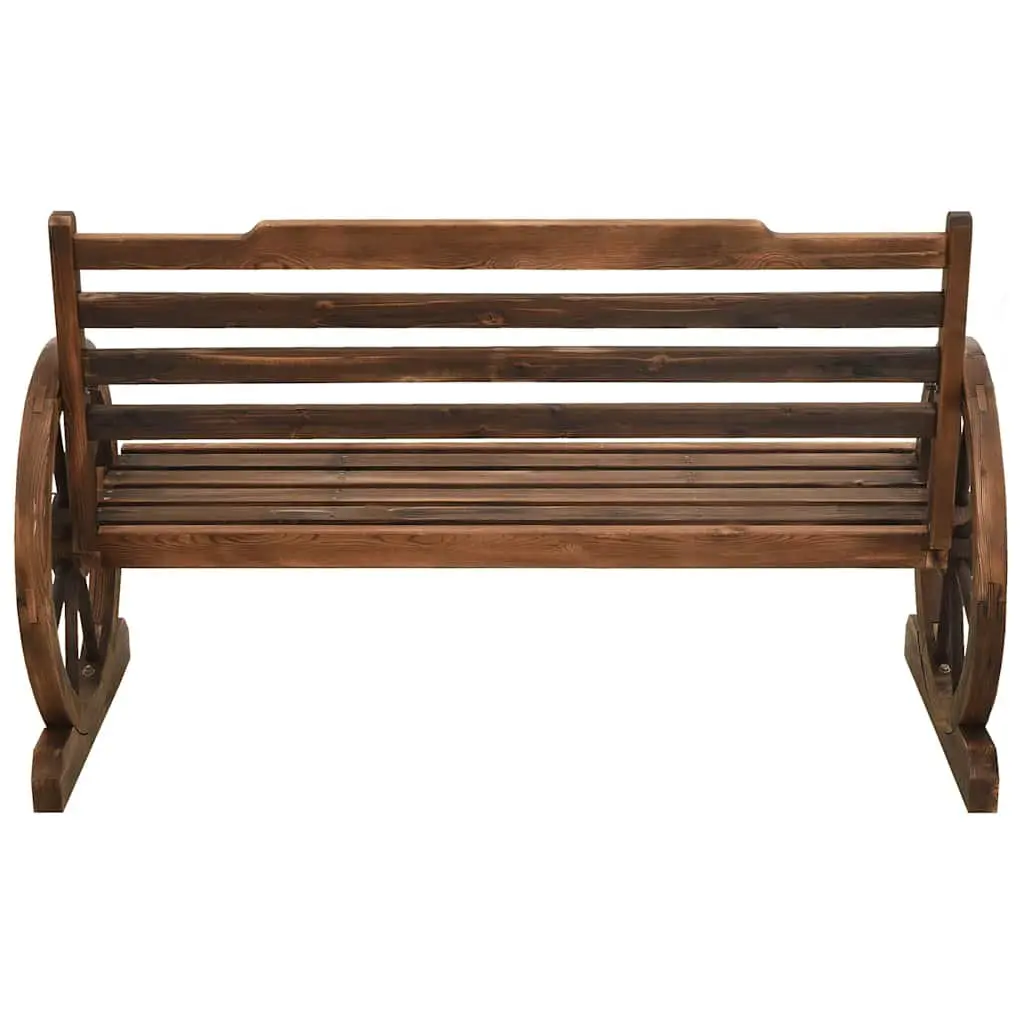 Garden Bench 112cm Outdoor Seating Firwood Wagon Wheel Design Patio Furniture