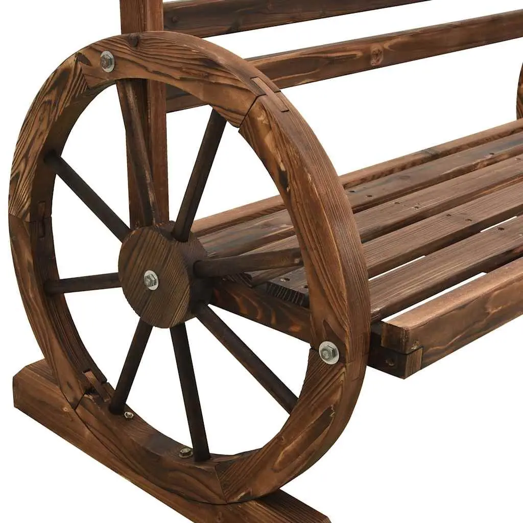 Garden Bench 112cm Outdoor Seating Firwood Wagon Wheel Design Patio Furniture