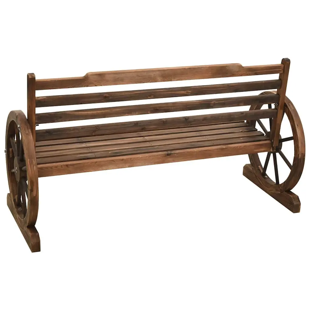 Garden Bench 142cm Outdoor Seating Solid Wood Wagon Wheel Design Patio Furniture