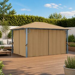 Gazebo with Curtain 400x300 cm Taupe Outdoor Canopy Pavilion Sunshade Shelter