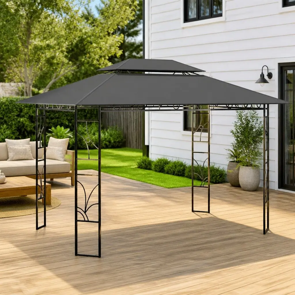 Gazebo Outdoor Canopy Shelter 4x3x2.7m Steel Frame Anthracite Garden Party Tent