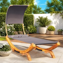 Outdoor Lounge Bed with Canopy Sun Shelter Garden Patio Daybed Relaxation