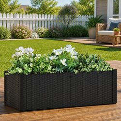 Raised Garden Bed Self Watering System Planter Flowers Plants Anthracite