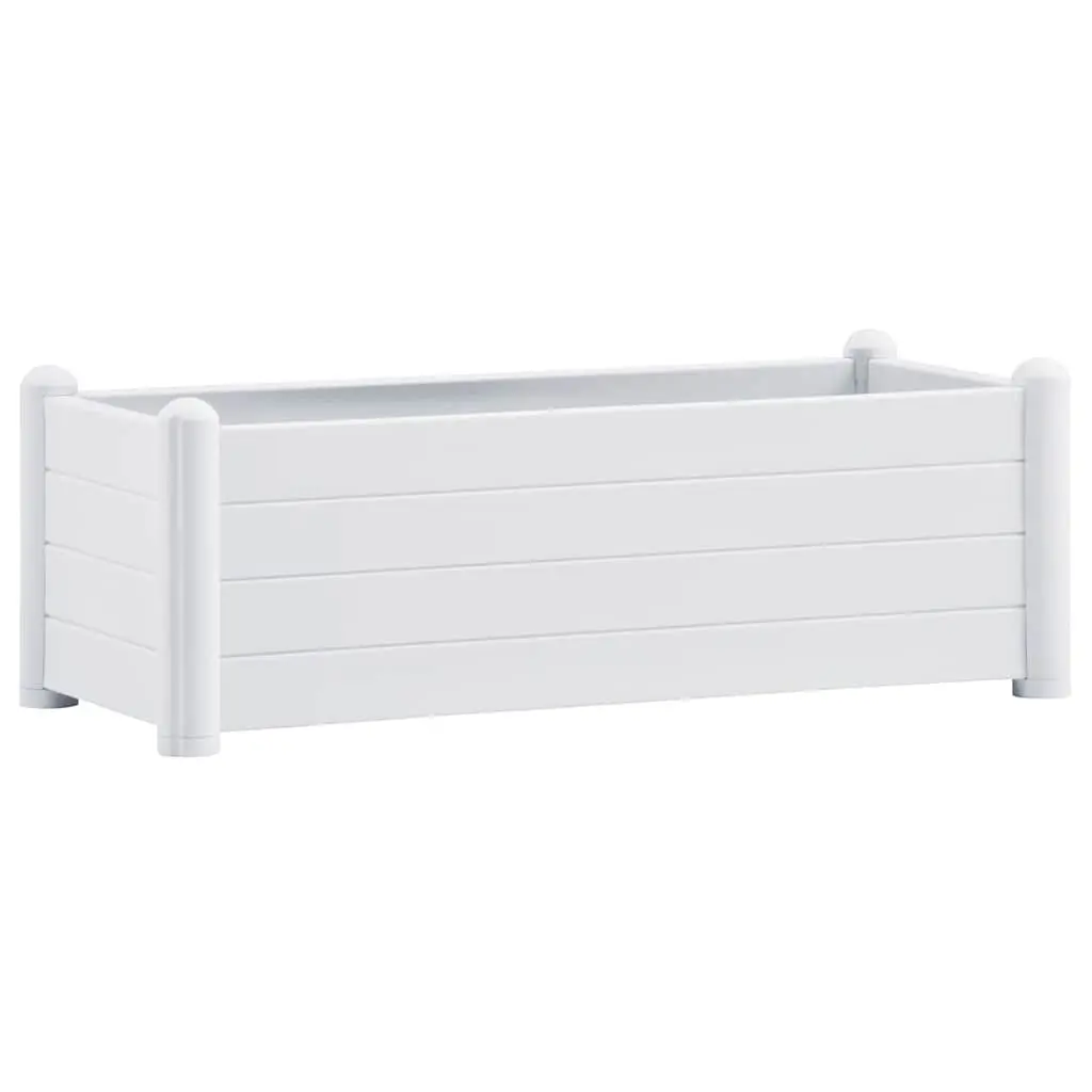 Raised Garden Bed Planter Weather Resistant 100 x 43 x 35 cm White Polypropylene for Indoor Outdoor Use