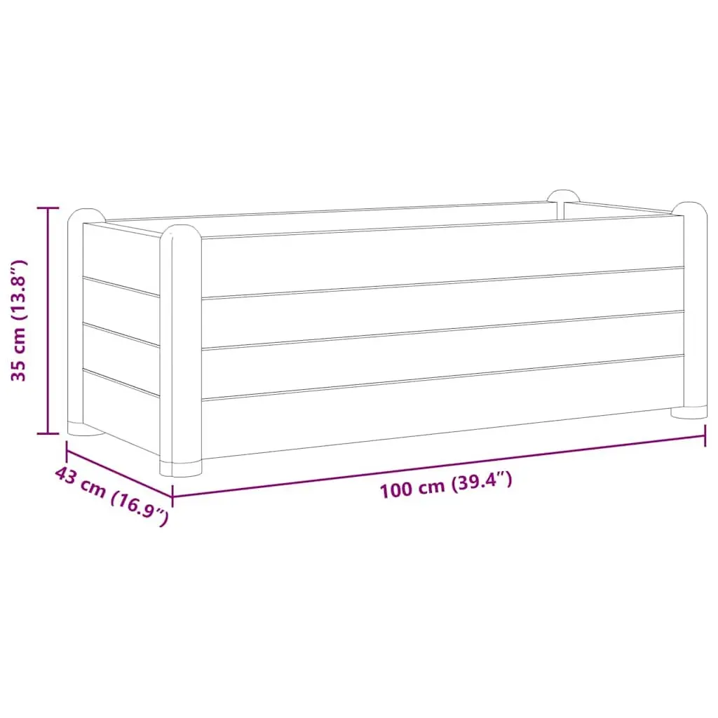 Raised Garden Bed Planter Weather Resistant 100 x 43 x 35 cm White Polypropylene for Indoor Outdoor Use
