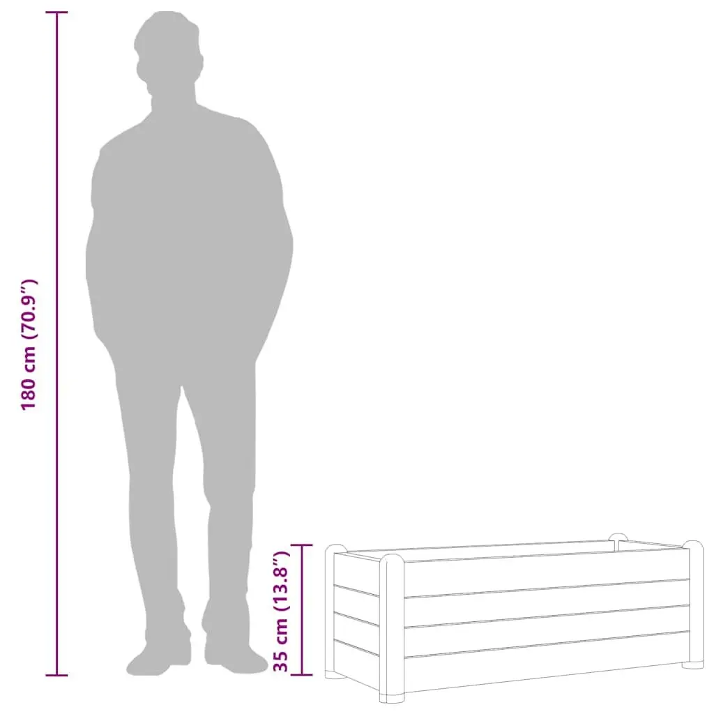 Raised Garden Bed Planter Weather Resistant 100 x 43 x 35 cm White Polypropylene for Indoor Outdoor Use