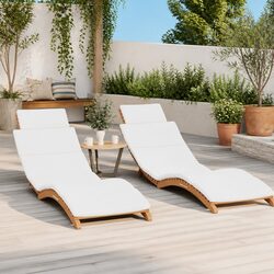 Sun Loungers 2 pcs with Cushions Solid Teak Wood Outdoor Garden Patio Folding