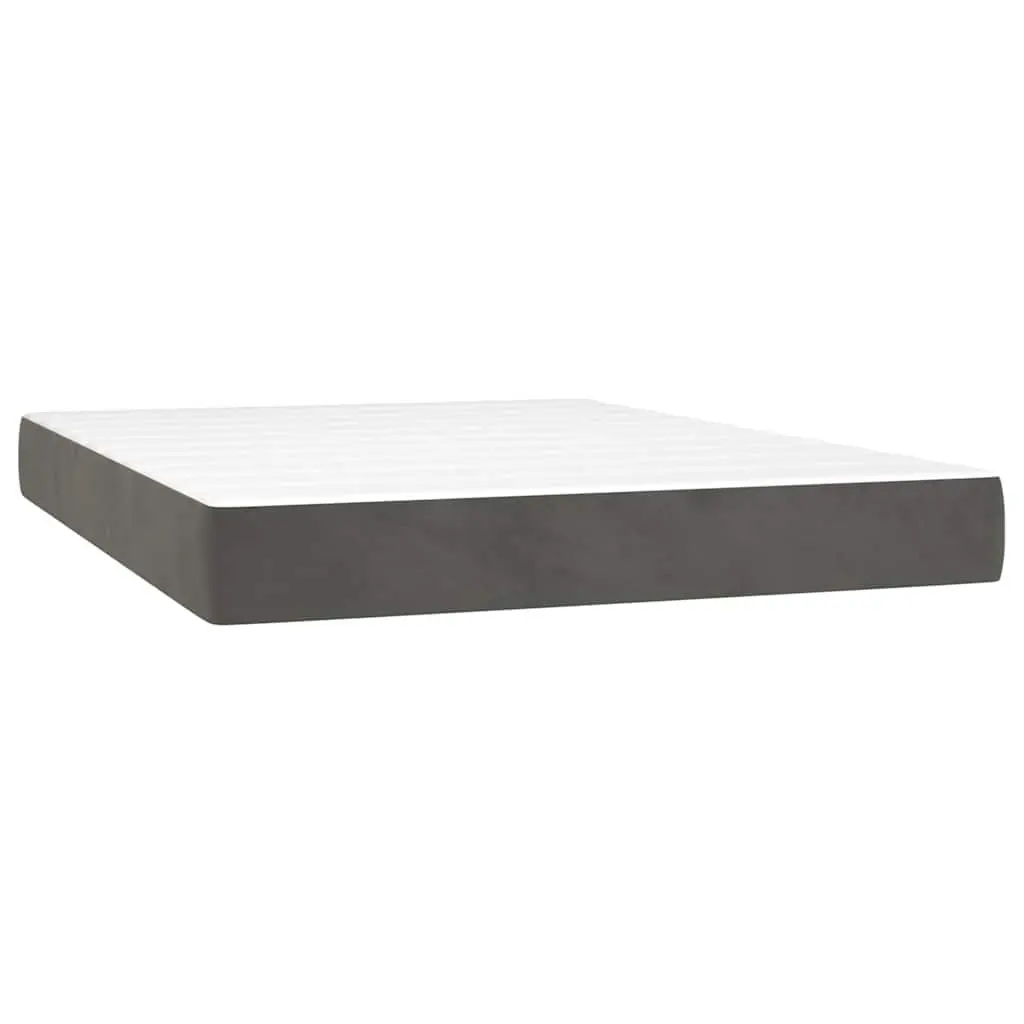 Box Spring Bed with Pocket Spring Mattress Queen Size Dark Grey Velvet 153x203 cm