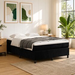 Box Spring Bed with Pocket Spring Mattress Black 137x190 cm Full Velvet