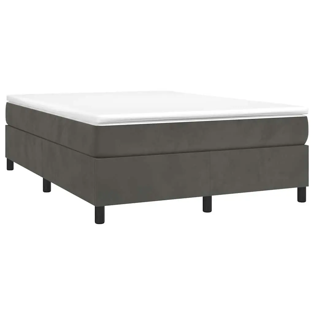 Box Spring Bed with Pocket Spring Mattress Queen Size Grey Velvet 153x203cm