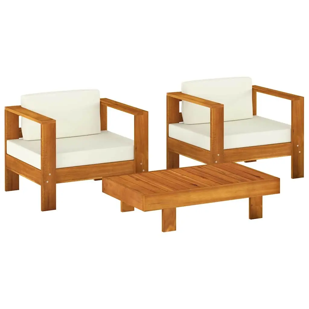 3 Piece Garden Lounge Set Solid Wood Outdoor Furniture Patio Seating with