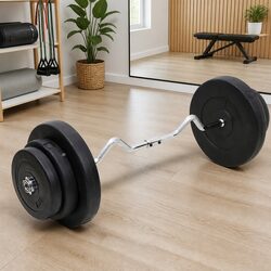 Barbell with Plates 60 kg Black Steel Dumbbell Set Home Gym Training Weight