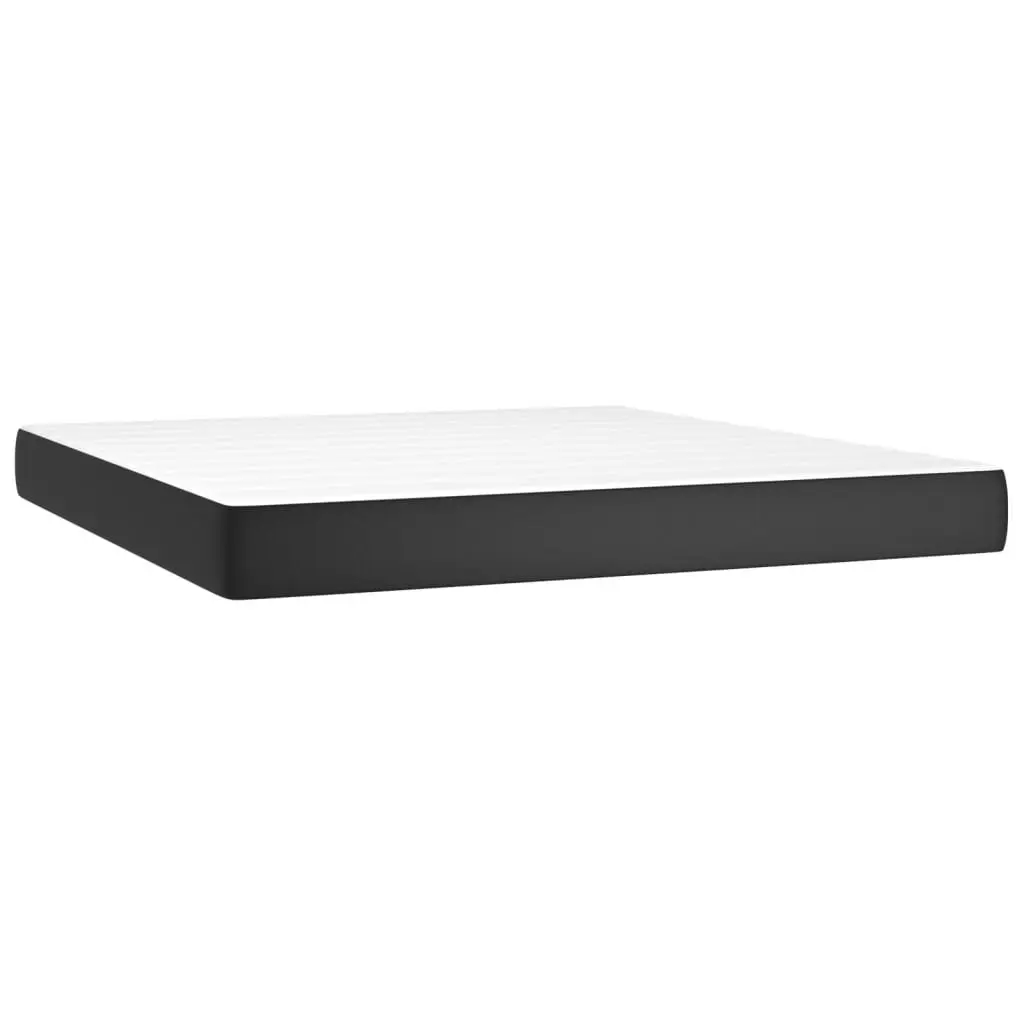 Box Spring Bed with Pocket Spring Mattress Queen Size Black Faux Leather