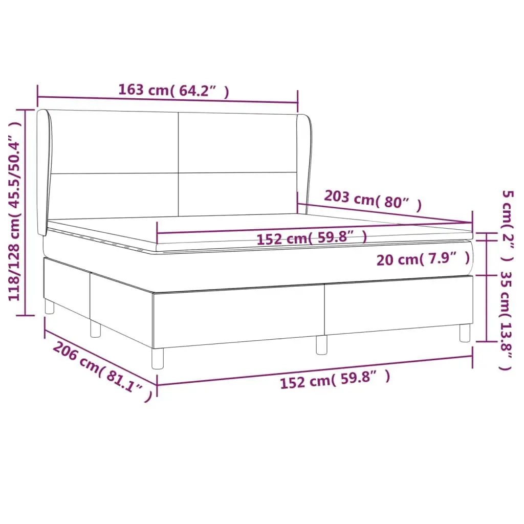 Box Spring Bed with Pocket Spring Mattress Queen Size Dark Grey Fabric Headboard