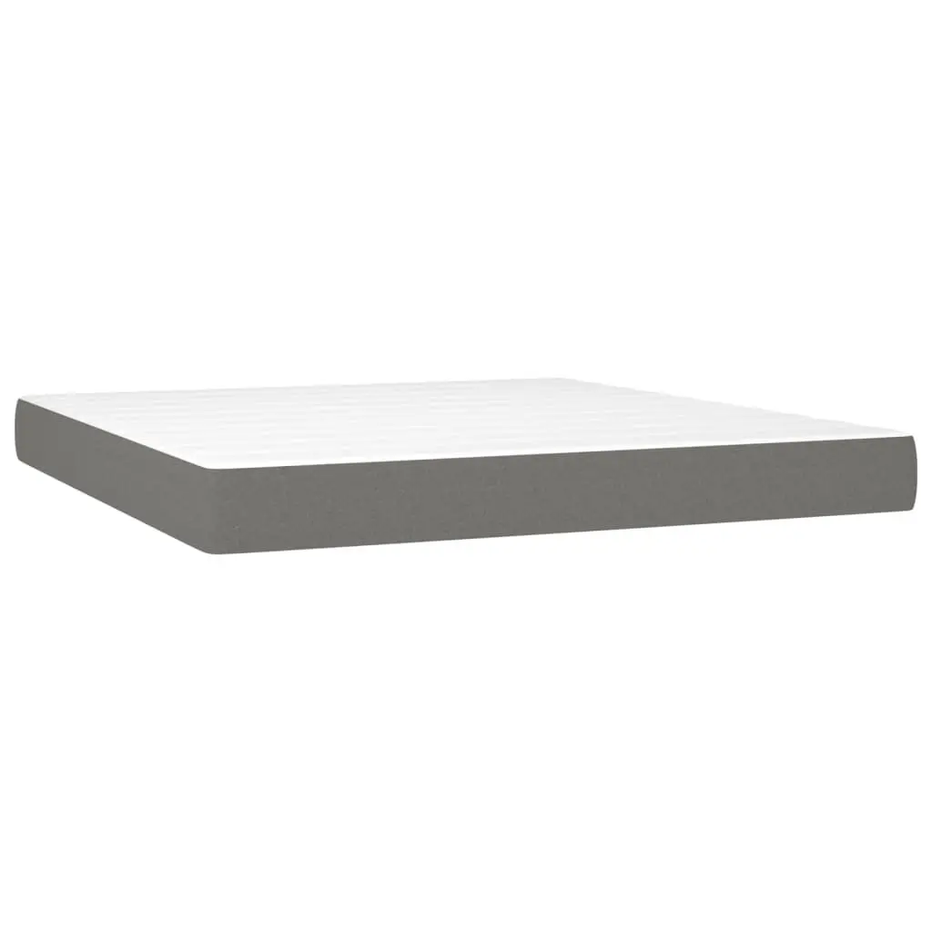 Box Spring Bed with Pocket Spring Mattress Queen Size Grey Fabric Headboard