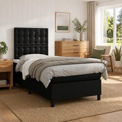 King Single Box Spring Bed with Pocket Mattress Adjustable Headboard LED Lights