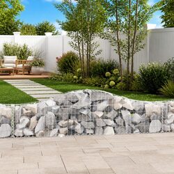 Arched Gabion Baskets 3 pcs Garden Barrier Retaining Wall Decorative Outdoor
