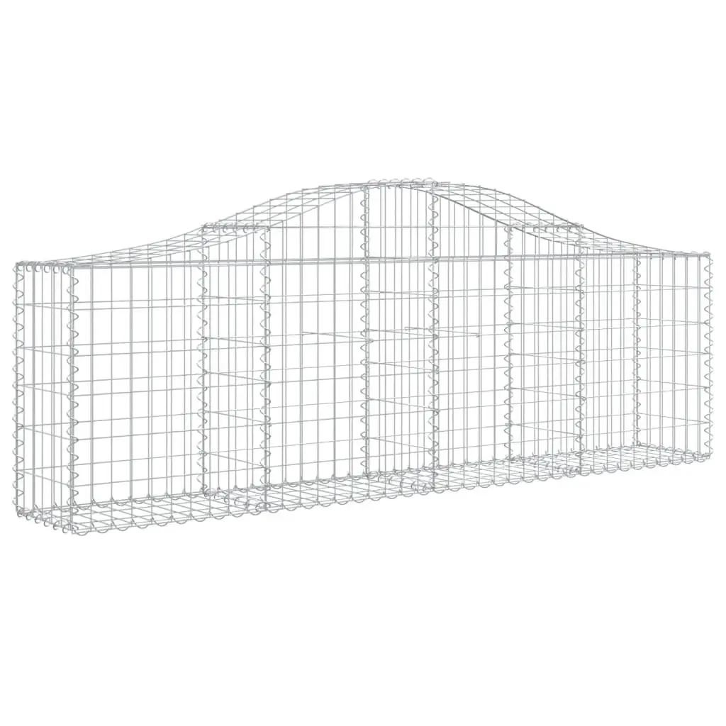 Arched Gabion Baskets Decorative Garden Barriers 5 Piece Galvanised Iron Silver