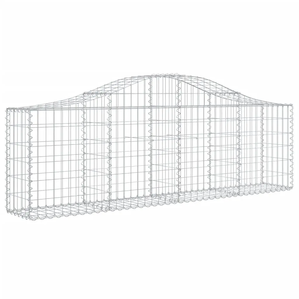 Arched Gabion Baskets 6 Piece Decorative Garden Barrier Retaining Wall Silver Galvanised Iron