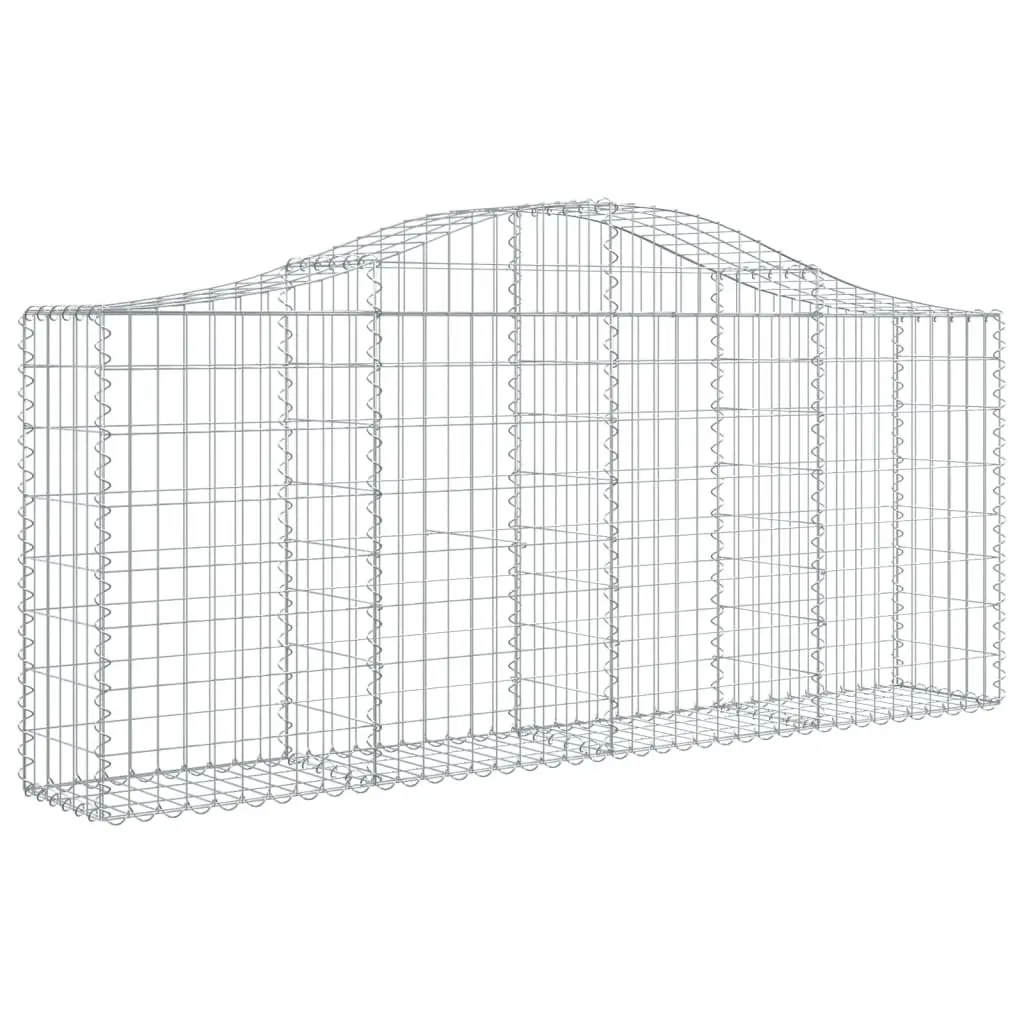 Arched Gabion Baskets 4 Piece Decorative Garden Retaining Wall Barrier Galvanised Iron Silver