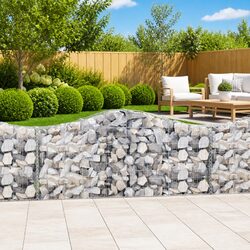 Arched Gabion Baskets 6 pcs Garden Barrier Retaining Wall Decorative Outdoor