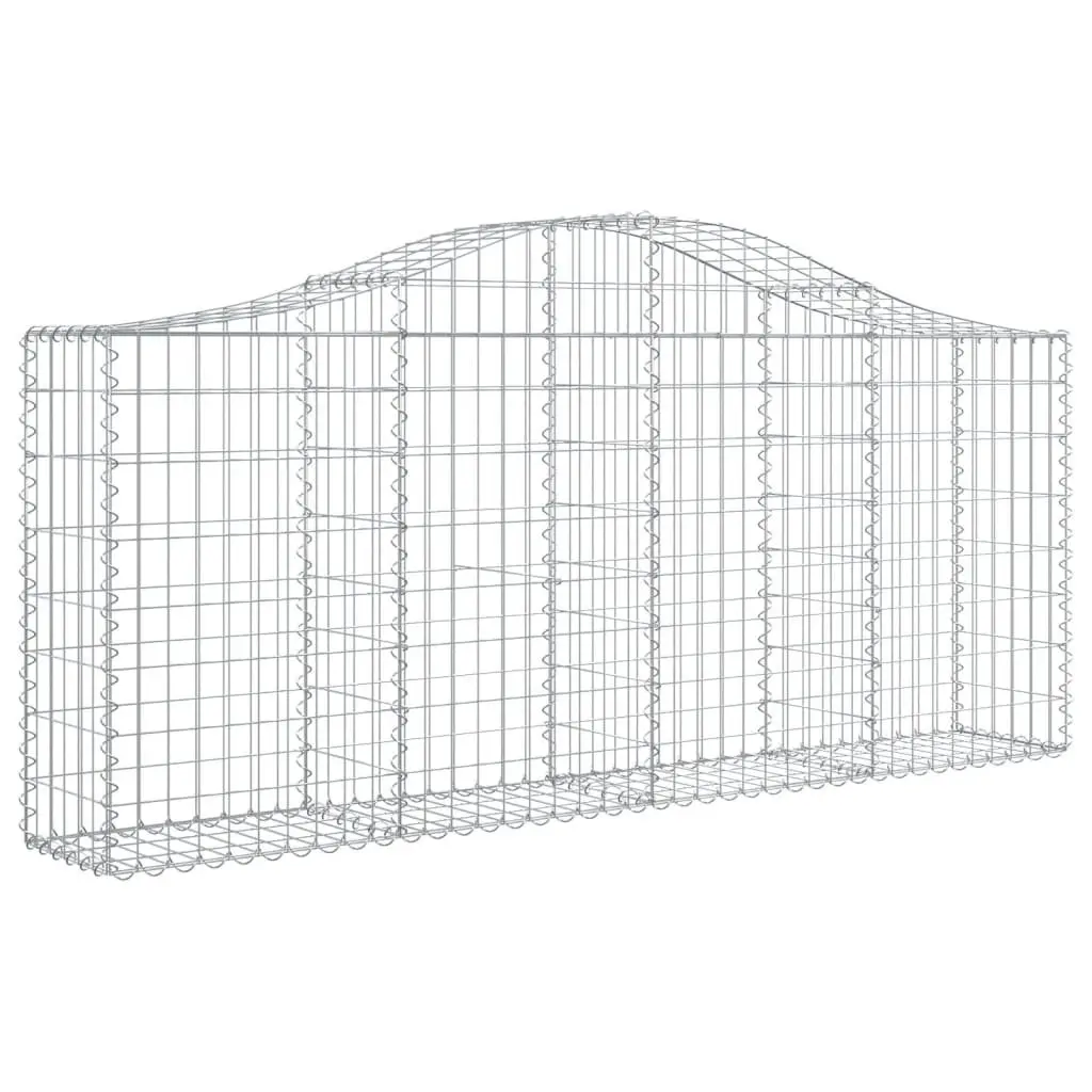 Arched Gabion Baskets 6 Piece Decorative Garden Barrier Retaining Wall Silver Galvanised Iron