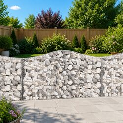 Arched Gabion Baskets 2 Pieces Garden Barrier Retaining Wall Outdoor Decorative