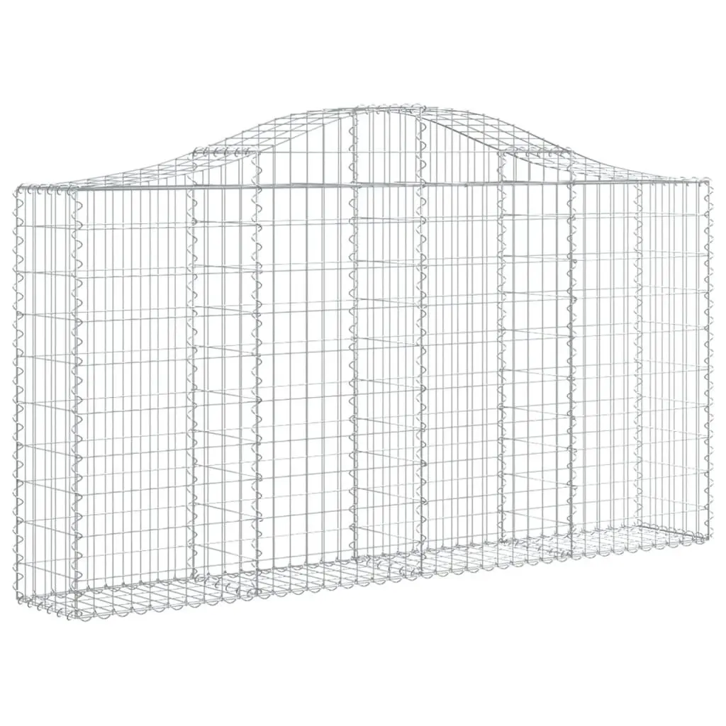 Arched Gabion Baskets Decorative Garden Barrier 200 x 30 x 100120 cm Silver Galvanised Iron 2 Pieces