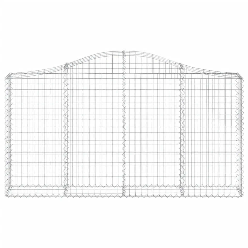Arched Gabion Baskets Decorative Garden Barrier 200 x 30 x 100120 cm Silver Galvanised Iron 2 Pieces