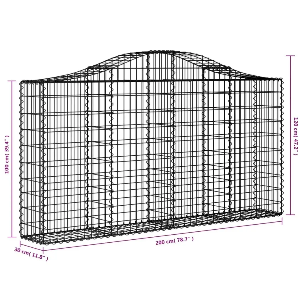 Arched Gabion Baskets 3 Piece Decorative Garden Barrier Retaining Wall Silver Galvanised Iron