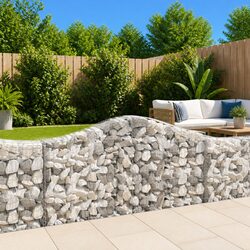 Arched Gabion Baskets 7 pcs Garden Barrier Retaining Wall Outdoor Decorative
