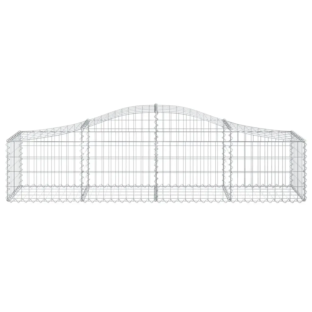 Arched Gabion Baskets Decorative Garden Barrier 3 Pieces Silver Galvanised Iron