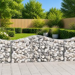 Arched Gabion Baskets 4 Pcs Garden Barrier Retaining Wall Outdoor Decorative