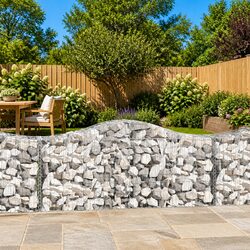 Arched Gabion Baskets 7 pcs Garden Retaining Wall Decorative Outdoor Barrier