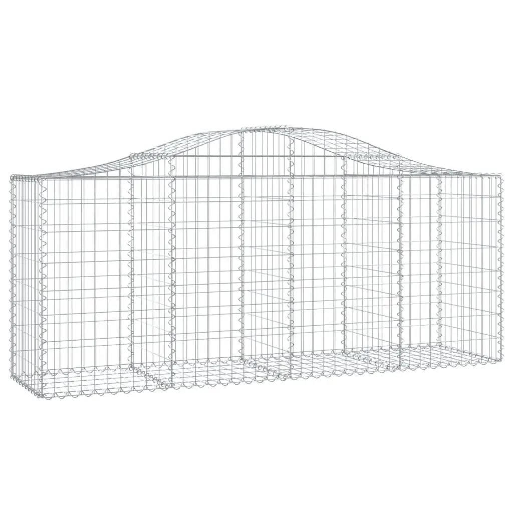 Arched Gabion Baskets 9 Piece Garden Barrier Decorative Outdoor Silver Galvanised Iron