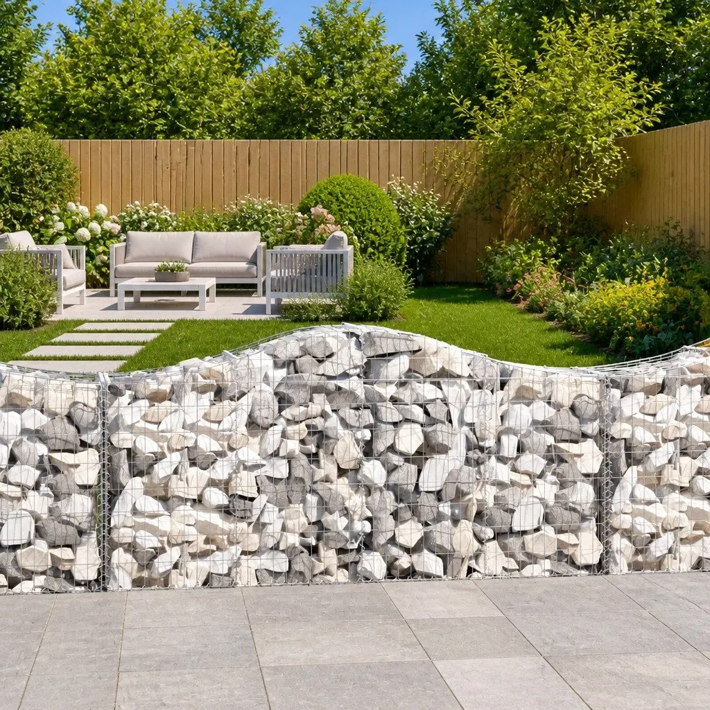 Gabion Baskets Arched Decorative 200x50x80/100 cm Silver 10 Piece