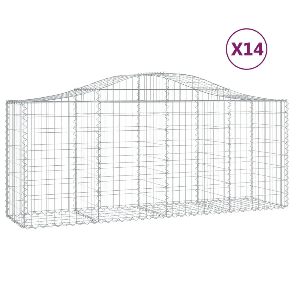 Arched Gabion Baskets 14 pcs Garden Barrier Retaining Wall Decorative Outdoor