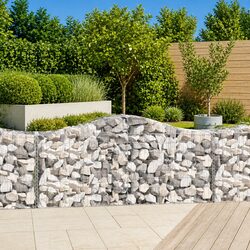 Arched Gabion Baskets 15 pcs Garden Barrier Decorative Retaining Wall Outdoor