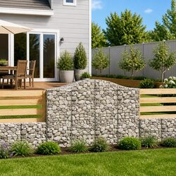 Arched Gabion Baskets 2pc Garden Barrier Retaining Wall Decorative Outdoor