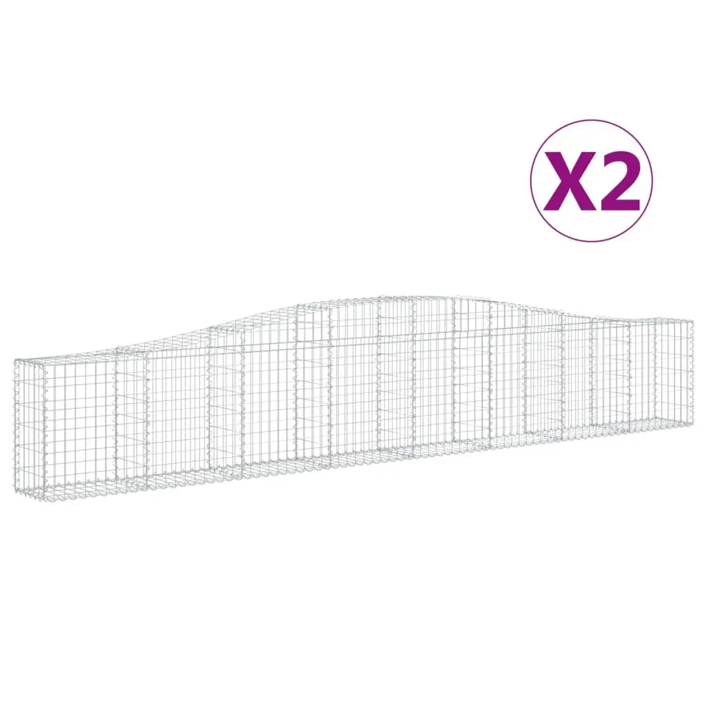 Arched Gabion Baskets Garden Barrier Retaining Wall 400 x 30 x 60/80 cm Silver 2 pcs