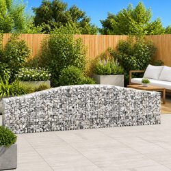 Arched Gabion Baskets Set 4 pcs Garden Retaining Wall Decorative Barrier Silver