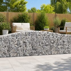 Arched Gabion Baskets 2 pcs 400x30x80/100 cm Galvanised Iron Garden Barrier