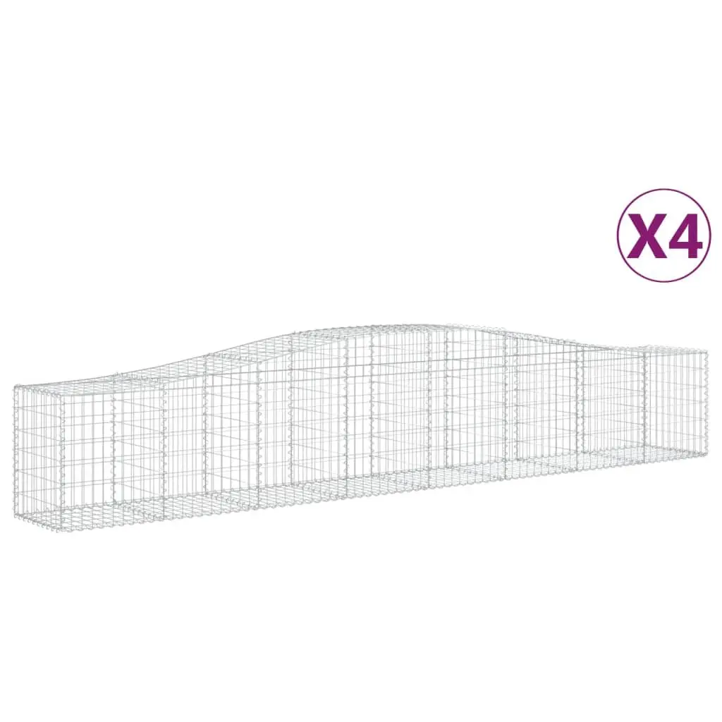 Gabion Baskets Arched 4pc Garden Decorative Barrier Sound-Insulating Retaining