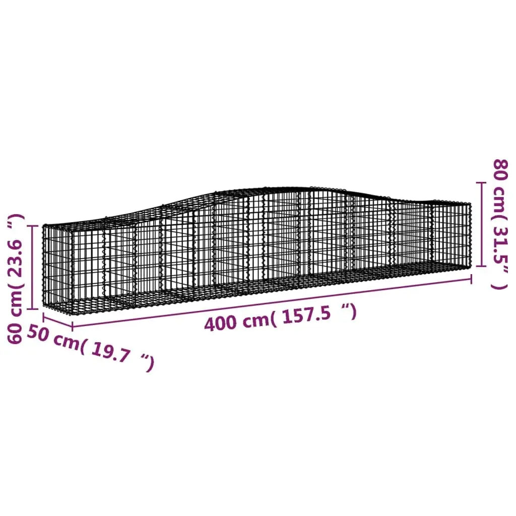 Gabion Baskets Arched 4pc Garden Decorative Barrier Sound-Insulating Retaining