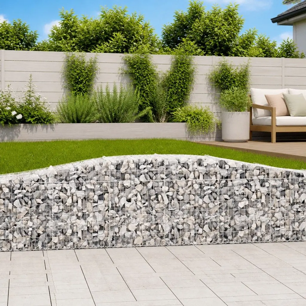 Arched Gabion Baskets 5 Piece Garden Barrier Decorative Silver Galvanised Iron