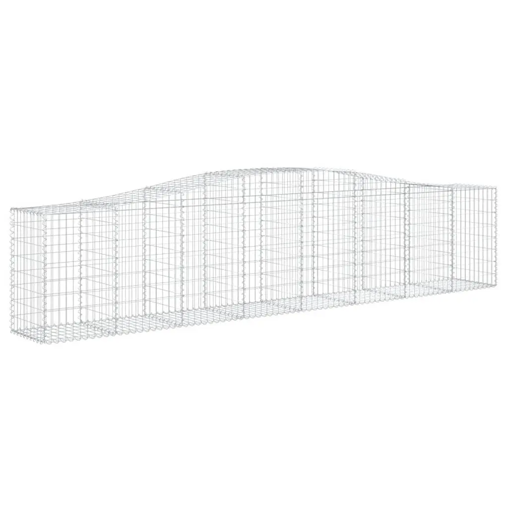Arched Gabion Baskets Decorative Garden Barrier 3 Piece Galvanised Iron Silver
