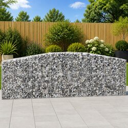 Arched Gabion Baskets 3 pcs Garden Barrier Retaining Wall Decorative Outdoor